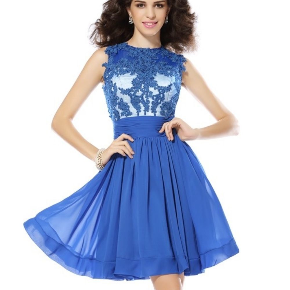 A line Princess Applique Royal Blue Dress Sz 2